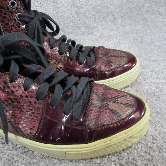 Yves Saint Laurent Sneakers Mens Size 43.5 Eu 10.5  Malibu Snakeskin Red Leather main image 6